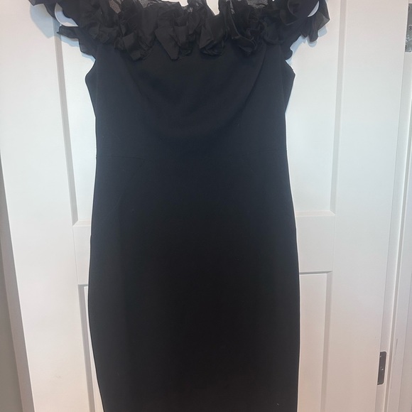 Black Ruffled Off-Shoulder Dress - Picture 3 of 4